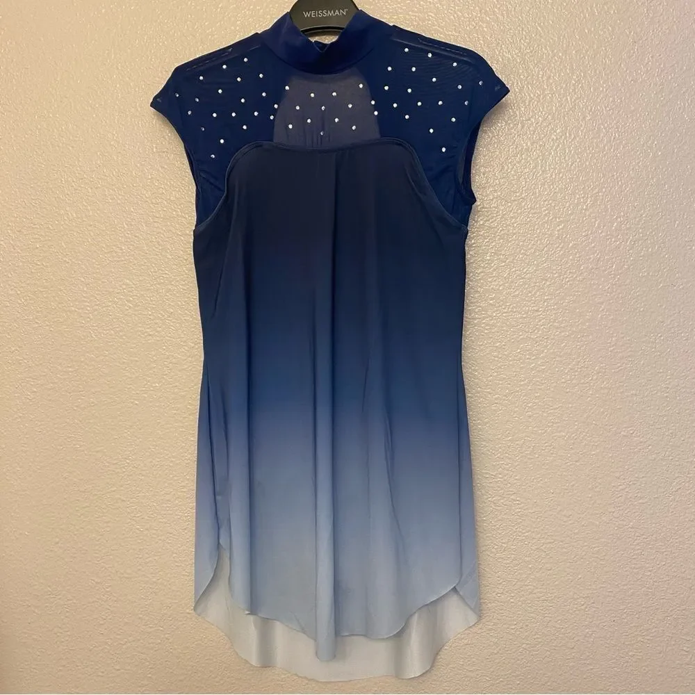 WEISSMAN Dance Costume blue rhinestones ombre Have Mercy 13294 lyrical LC child